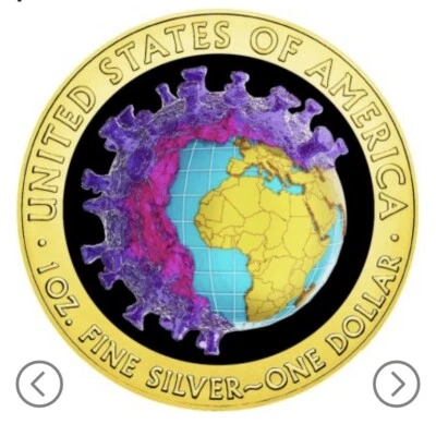 Moedas de prata 2020 2x1 oz American Eagle coronavírus arma biológica - Imagem 1 de 4