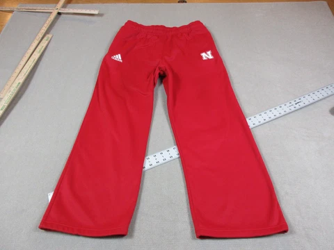 Nebraska Huskers Sweatpants Mens Large Red Joggers Track Fleece Adidas Pockets Cover