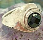 C&P MB Vintage Sterling Silver 6mm Faceted Black Onyx Ring Size 7