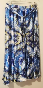Truly 4 You Maxi Skirt Womens 2X Flare Blue Yellow Pull On Elastic Waist Tie Dye - Picture 1 of 10
