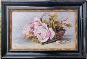 BASKET WITH PINK ROSES - Picture 1 of 7