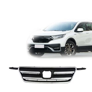 Black Front Grille w/Chrome Molding Trim Fit 05-06 Honda CR-V Japan Built New - Picture 1 of 7
