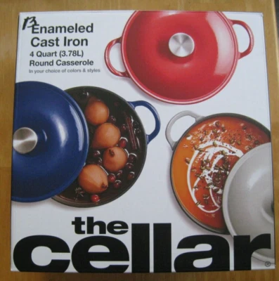 Enameled cast iron  Dutch Oven4-qt. round casserole, (Macys) BRAND NEW RED COLOR - Image 1 of 4