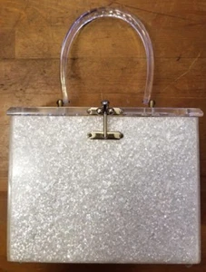 Vintage, Charles S. Kahn, Inc., Miami, FL Speckled/Clear, Lucite Handbag (1940s) - Picture 1 of 12