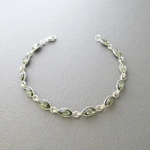 Armband mit echtem baltischem grünem Bernstein und 925 Sterling Silber BRML01v - Bild 1 von 3