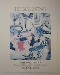 1976 VTG Willem De Kooning Abstract Expressionist Art Museum Exhibition Poster