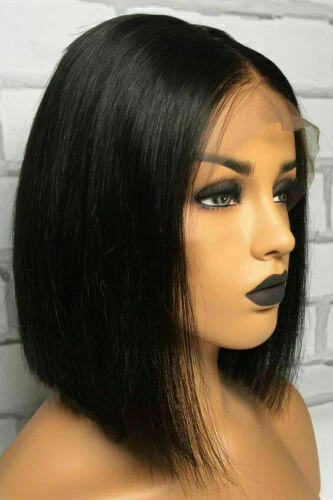 8inch Bob Lace Front Wig Indian Virgin Human Hair Short Straight Wigs Glueless P