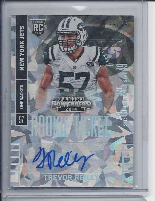 TREVOR REILLY 2014 CONTENDERS JETS CRACKED ICE ROOKIE AUTO RC #D 22/22 - Image 1 of 1