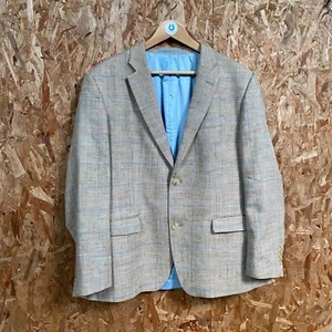 #F47 Reid & Taylor Santinelli Tailoring Beige/Blue 100% Wool Blazer (Size M ) - Picture 1 of 8