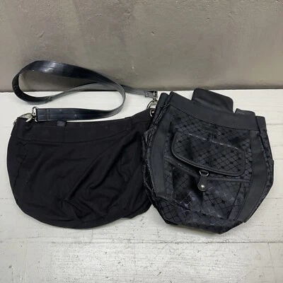 Bolsa de ombro Miche Deidre Demi lona preta aposentada couro sintético forro bolsa - Imagem 1 de 4