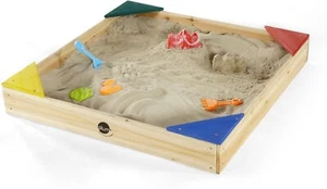Sandkasten Plum Junior Naturholz mit Abdeckung 90 x 90 x 12 cm NEU - Bild 1 von 3