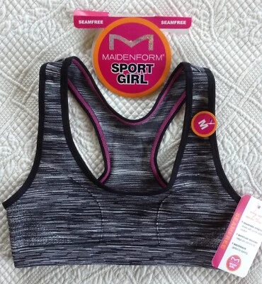 Sujetador deportivo para niña MAIDENFORM negro/gris talla mediana nuevo con etiquetas Foto 1 de 4