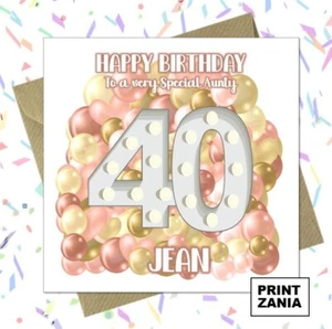 PERSONALISED 40TH BIRTHDAY CARD Daughter Granddaughter Niece Sister Mum Nan EAF - Picture 1 of 6