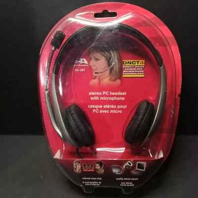 Cyber Acoustics AC-201 DNCT4 Stereo PC Headset With Microphone - NEW - Image 1 of 2