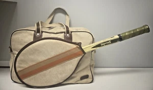 Vintage Belgium Spalding Pancho Gonzales Ashbow Wood Tennis Racquet Kingport Bag - Picture 1 of 24
