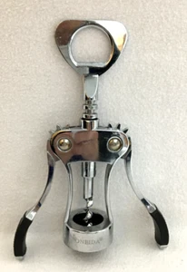 Wing Corkscrew & Bottle Opener "Oneida Premium" Chrome Plated Black Soft Grips - Picture 1 of 7