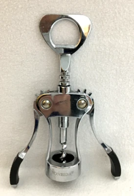 Wing Corkscrew & Bottle Opener "Oneida Premium" Chrome Plated Black Soft Grips - Image 1 of 4