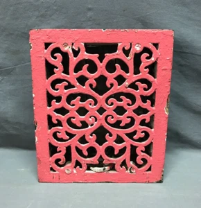 Antique Vintage 8x10 Cast Iron Shabby Hot Pink Heat Grate Register Old 1433-24B - Picture 1 of 16