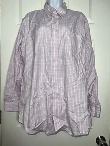 Paul Fredrick Herren 16-34 lila kariert Button Down Hemd 80er 2-lagig Baumwolle Dobby - Bild 1 von 14