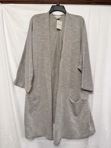 DONNI Damen grau weiß gestreifte Strickjacke weite Ärmel Einheitsgröße Einheitsgröße Plus neu mit Etikett - Bild 1 von 8