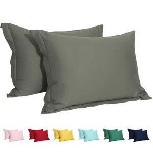 Soft Breathable Cotton Sateen Pillow Sham Pillow Cover 2 Pack Nice Rich Colors - Picture 1 of 39