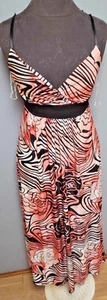 Women's Floral Tropical Flower Long Dress Cute Sexy Red Pink Black Large NEW - Picture 1 of 7