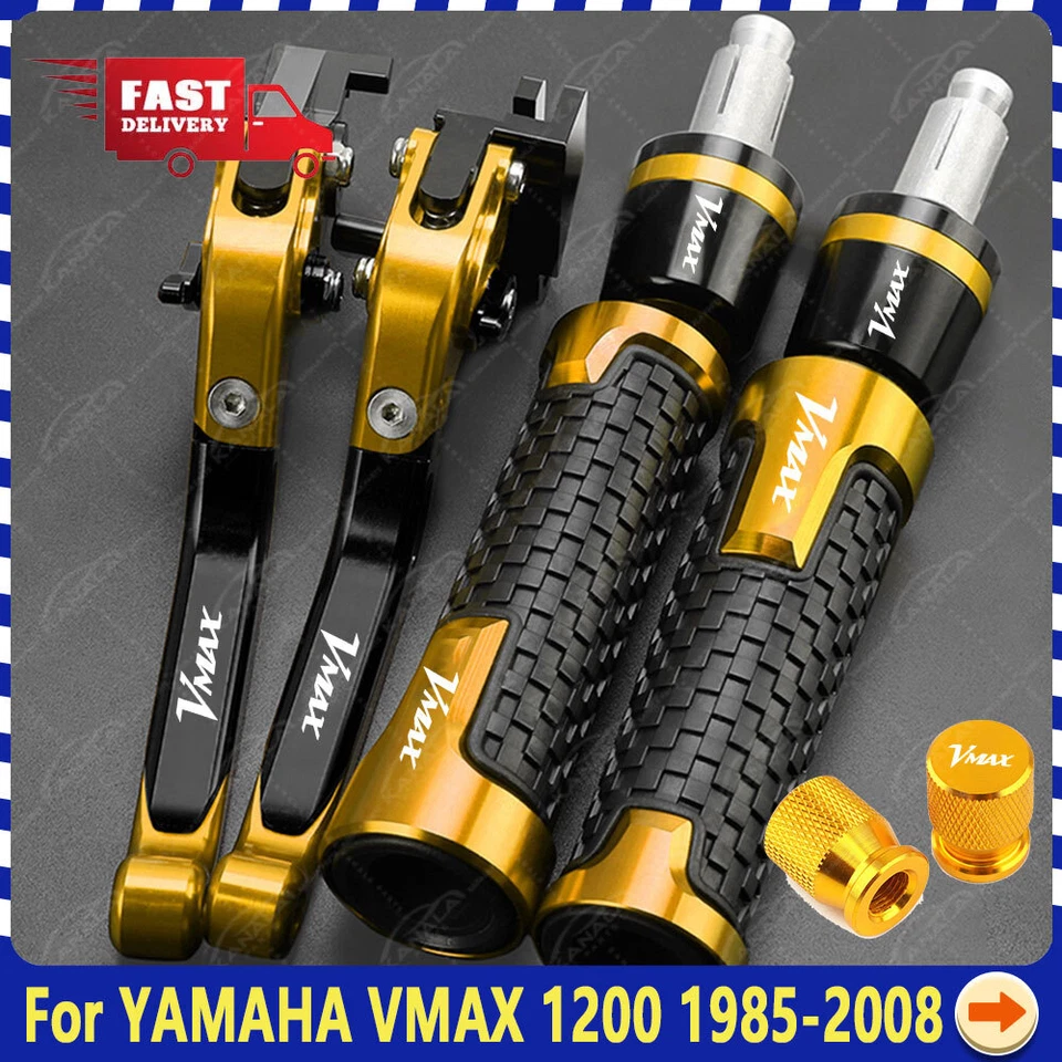 US For Yamaha VMAX 1200 1985-2008 CNC Handle Grips Cap Brake Clutch Levers Set - Изображение 1 из 1