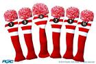 Tour 1 3 5 7 9 11 Driver Fairway Wood Red White Golf Headcover Knit Pom Pom