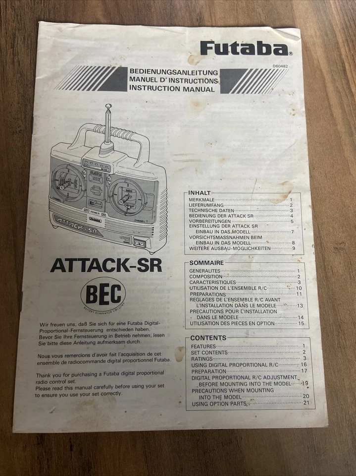 Futaba Attack-SR Transmitter instructions manual - Image 1 of 1