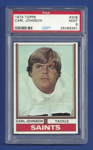 1974 TOPPS #308 CARL JOHNSON PSA 9 MINT ROOKIE RC POP 25 ONLY 2 HIGHER SAINTS