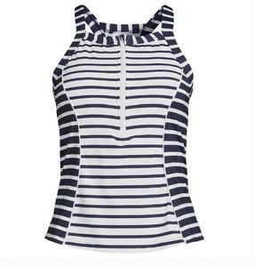Top de traje de baño Tankini cuello alto cremallera frontal espalda deportiva - Talla: 10 largo - Nuevo con etiquetas - Imagen 1 de 10