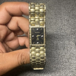 Orologio Vintage Playboy Bunny Pepita Oro Quarzo Non Funzionante Ha Bisogno Di Movimento - Foto 1 di 8