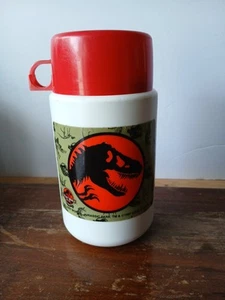 Vintage Jurassic Park Lost World, 1997, Red White Thermos with Lid & Cup - Picture 1 of 8