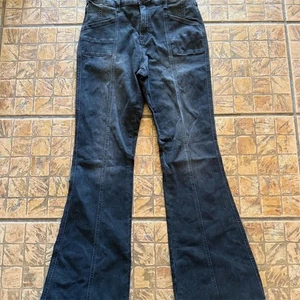 Flying Monkey Women's High Rise Flare Pants Size 30 Black 10 Y2K rare Black 90’s - Picture 1 of 9