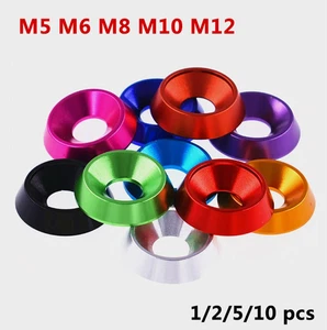 M5 M6 M8 M10 M12 Countersunk Washers -Anodised Aluminium -Screws Cup Washers new - Picture 1 of 14
