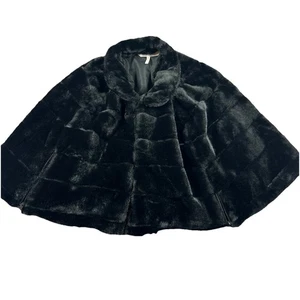 BCBGeneration Black Faux Fur Evening Cape Size L Formal Jacket Goth - Picture 1 of 8