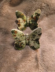 Vintage Set Of 2 Handmade Ceramic Butterfly's Pottery Floral Arrangement Rings - Picture 1 of 9