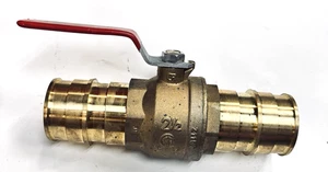 RED-WHITE VALVE Barb x Barb Ball Valve 2-1/2" Brass 400WOG - Picture 1 of 4