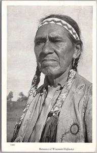 Postal de colección de 1947 nativos americanos/indios "Romance de las carreteras de Wisconsin" - Imagen 1 de 2