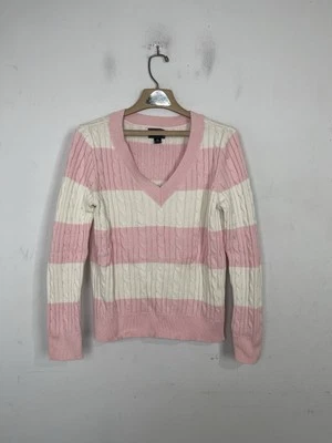 Chaps Womens Sweater Large Pink Preppy Y2K Tennis Country Club Academia Striped - Image 1 of 4