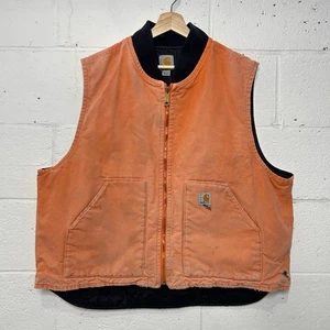 Y2K Carhartt Arctic Quilt-Lined Vest “Blaze Orange” V01 BLZ Men’s 2XL Worn - Picture 1 of 12