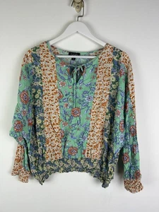 GiGio Boho Blouse Large Woman L Floral Print Shirt Top Prairie 100% Rayon NWOT - Picture 1 of 4