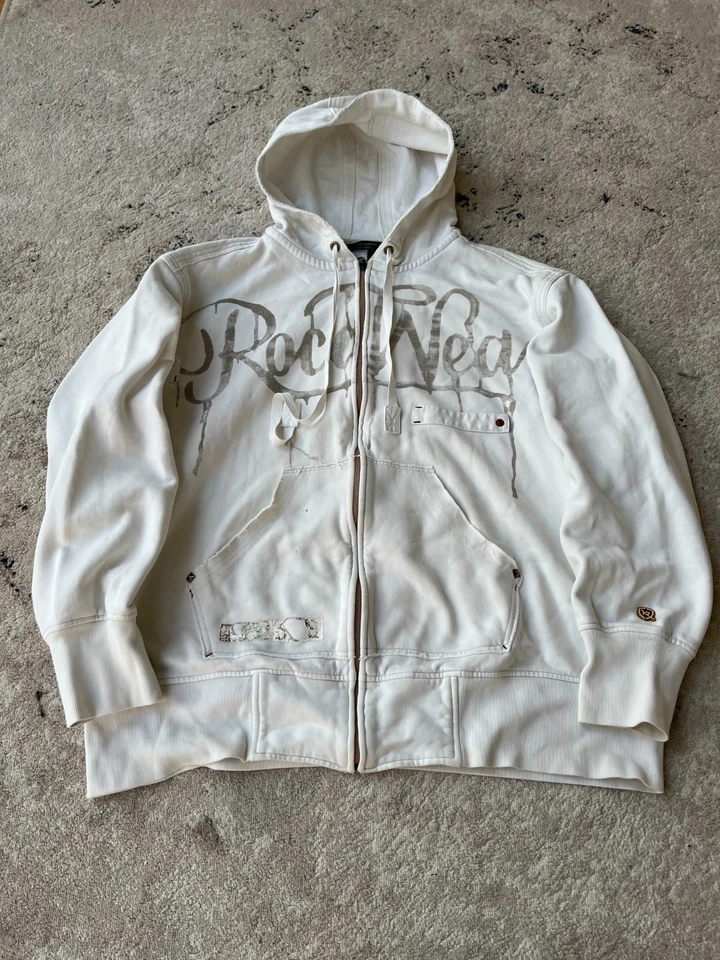 DE COLECCIÓN RECORTADA Y2K ED RESISTENTE ESTILO STREETWEAR ROCAWEAR SUDADERA CON CAPUCHA Foto 1 de 4