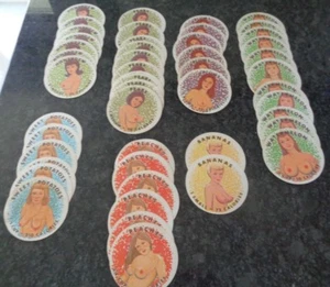 48 Fruit topless Nude Ladies breasts COASTERS paper banana peaches plum honeydew - Picture 1 of 12