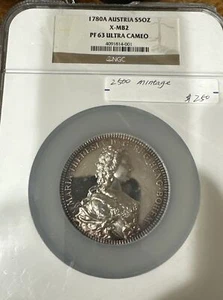 1780A AUSTRIA SILVER 5OZ X-MB2 MINTAGE 2500 NGC PF63 ULC - Picture 1 of 3