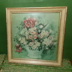 Framed Print Picture Hummingbird Floral Flower Wicker Rattan Basket Still Life - Picture 1 of 5