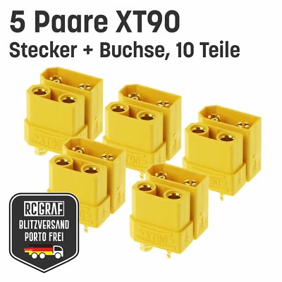 5 Paare XT90 Hochstrom Goldstecker Stecker Buchse Lipo Akku ESC 90A RC Modellbau - Bild 1 von 2