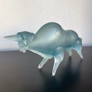60er Jahre Murano Kunst Glas blau satiniert Stier Figur Skulptur - Bild 1 von 9