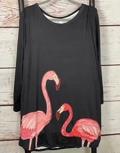 Nanu Tunic Top Sz 3X Pink Flamingo Cruise Wear Vacation Tropical Coastal NWT - Picture 1 of 12