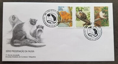 [SJ] Brazil Preservation Fauna Monkey 1994 Primates Wildlife (stamp FDC) - Image 1 of 4